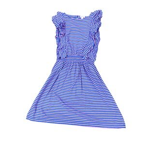 Crewcuts Girls Striped Dress Size‎ 12 Blue Pink Flutter Sleeve Casual Cute